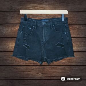 Aeropostale Black Cheeky Denim Shorts Size 8